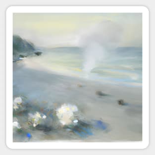 Beach Landscape Pastel Painting Sticker